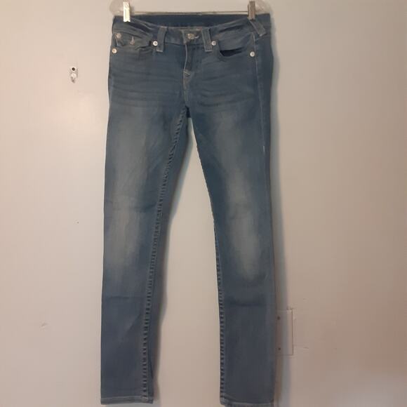 True Religion Jeans Womens Size 30 Skinny Whiskers Flap Pockets Stretch - Picture 1 of 9